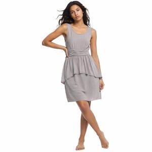 BCBGMAXAZRIA Gray Peplum Dress Sleeveless Cocktail Sheath 6 Elegant Formal Guest